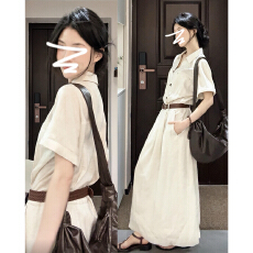 批发韩系气质高级感<b class='q'>衬衫</b>连衣裙子女夏季2026新款<b class='q'>职业</b>面试通勤穿搭长裙