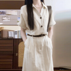 批发韩系气质高级感<b class='q'>衬衫</b>连衣裙子女夏季2026新款<b class='q'>职业</b>面试通勤穿搭长裙