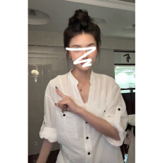 批发老钱风穿搭白色V领长袖防晒<b class='q'>衬衫</b>女夏季薄款<b class='q'>衬衣</b>开衫<b class='q'>职业</b>通勤上衣