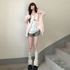 批发韩系粉色条纹防晒开衫外套女夏季薄款宽松慵懒风空调罩衫外搭上衣