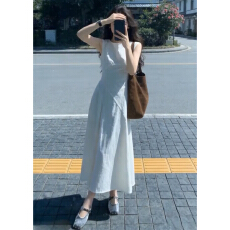 批发法式白月光无袖背心连衣裙女<b class='q'>夏季</b>2026新款高级感气质收腰显瘦长裙