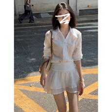 批发法式白色<b class='q'>衬衫</b>套装<b class='q'>连衣裙</b>子女装早秋季2026新款小个子穿搭收腰短裙