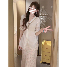 批发法式温柔氛围感出片漂亮<b class='q'>连衣裙</b>子早秋季新款V领<b class='q'>衬衫</b>碎花裙子套装
