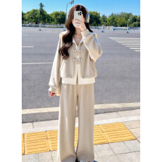 批发海军领假两件卫衣外套阔腿<b class='q'>裤</b>子套装女早秋季韩系松弛感休闲两件套