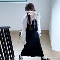 批发韩系氛围感学院风衬衫<b class='q'>连衣裙</b>子女秋季2026新款小个子穿搭一整套装