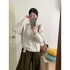 批发慵懒风宽松百搭时尚保暖毛衣(配飘带)