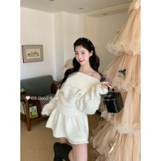 批发圣诞氛围针织保暖毛衣+半身裙套装
