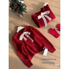 批发红色毛衣开衫外套女2025<b class='q'>秋</b>冬新款圣诞氛围感穿搭针织衫慵懒风上衣