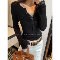 批发辣妹紧身显瘦V领打底衫女春<b class='q'>百搭</b>内搭修身短款纯欲性感上衣