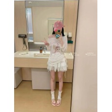 批发夏季新款肌理感棉麻半身裙甜美减龄蛋糕裙女蝴蝶结系带<b class='q'>短裙</b>