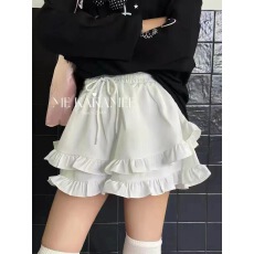 批发高腰小个子蓬蓬短裤女2026春季新品休闲荷叶边甜美显瘦蛋糕短裤