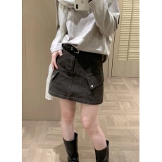 批发热销推赛尔旧街-复古工装高腰遮胯<b class='q'>显瘦</b>A字半身裙(配腰带)