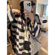 批发韩系复古条纹针织衫<b class='q'>开衫</b>女2026秋冬新款宽松慵懒风软糯毛衣外套女