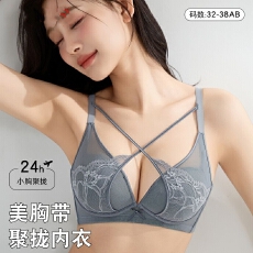 批发性感刺绣蕾丝交叉美胸带提拉塑形内衣女月牙托防下垂聚拢侧收副乳