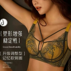 批发性感交叉美胸带提拉塑形内衣女W型上托防下垂大胸显小轻薄防凸点