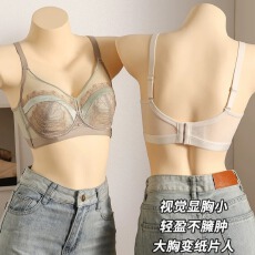 批发古典花卉睫毛蕾丝内衣性感深V软钢圈防下垂聚拢侧收副乳显小显瘦