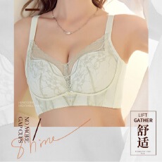 批发优雅透气花卉<b class='q'>蕾丝</b>调整型内衣W型上托防下垂聚拢高侧翼收副乳胸罩