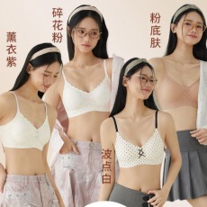批发<b class='q'>无</b><b class='q'>痕</b>固定解压杯甜美碎花内衣W型上托防下垂侧收副乳显大少女<b class='q'>文胸</b>