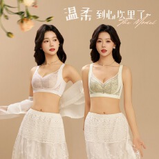 批发中式优雅花卉蕾丝轻薄纸片杯显小显瘦内衣女月牙型上托聚拢防下垂