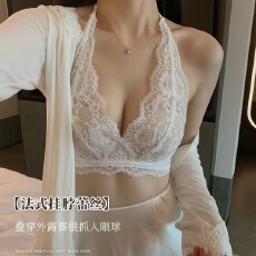 批发法式花卉蕾丝内衣性感挂脖提拉聚拢深V显事业线侧收副乳少女文胸