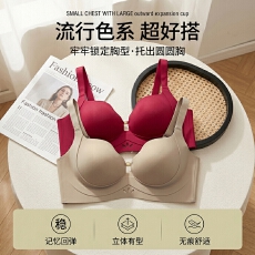 批发简约纯色无痕立体杯内衣W型舒适贴合聚拢防下垂提拉塑型显大文胸
