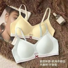 批发甜美少女无痕软胶条内衣固定杯垫舒适上托不跑位无骨侧收文胸罩