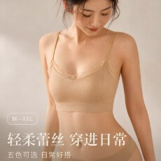 批发<b class='q'>秋</b>冬暖肌蕾丝拼接U型美背内衣女固定杯垫不跑位舒适贴合上托侧收