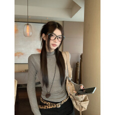 批发慕斯羊绒面料2026新款半高领内搭保暖上衣