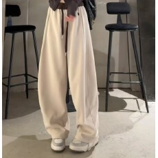 批发弯刀裤女2025秋季新款<b class='q'>糖果</b><b class='q'>色</b>香蕉卫裤拼<b class='q'>色</b>高腰休闲裤