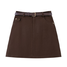 批发实拍咖色小个子高腰显瘦半身裙女秋<b class='q'>冬</b>新款复古美拉德百搭A字短裙