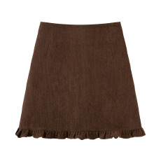 批发实拍复古花边灯芯绒半身裙女秋<b class='q'>冬</b>韩系百搭高腰显瘦防走光a字短裙