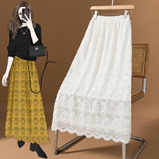 批发实拍大码女装新款韩版名媛气质高级镂空勾花蕾丝显瘦包臀半身裙