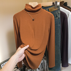 批发实拍实价大码<b class='q'>秋</b>冬女装新款韩版堆堆高领磨毛德绒修身显瘦打底内搭