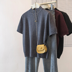 批发实拍实价大码女装春季新款韩版高级感潮流设计感显瘦修身针织上衣