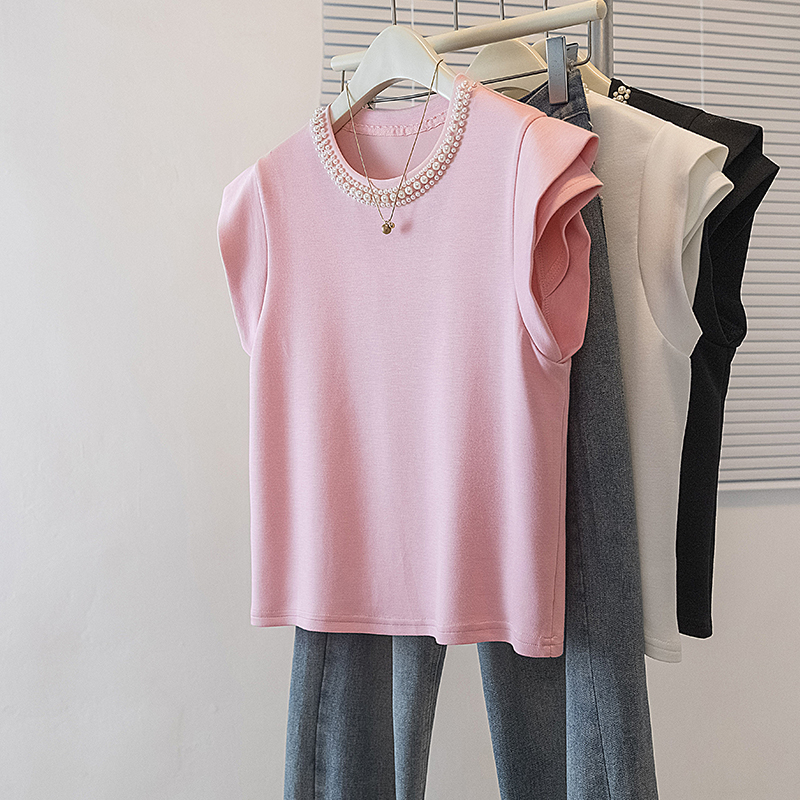 RY1189# 实拍大码女装春季新款韩版胖MM高级感潮流钉珠设计感显瘦修身...