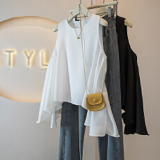 批发<b class='q'>实拍</b><b class='q'>大码</b><b class='q'>女装</b>韩版新款设计小众不规则高级感显瘦休闲百搭上衣