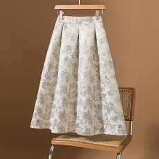 批发实拍大码女装新款中式国风百搭显瘦时尚印花大摆裙高腰修身半身裙