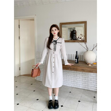 批发富家千金学院小香风连衣裙女秋冬配大衣内搭裙子俏皮洋气减龄收腰