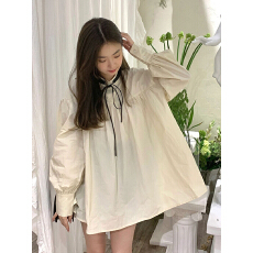 批发秋装日系衬衫娃娃裙长袖<b class='q'>连衣裙</b>子女早春夏季2025新款宽松上衣