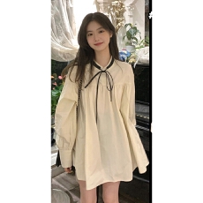 批发秋装日系衬衫娃娃裙长袖<b class='q'>连衣裙</b>子女秋季2025新款宽松上衣