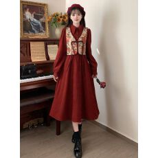 批发新中式国风女装秋冬新款小个子高级感气质马甲<b class='q'>连衣裙</b>子两件套