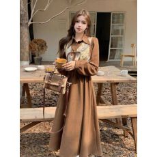 批发新中式国风女装秋冬新款小个子高级感气质马甲<b class='q'>连衣裙</b>子两件套