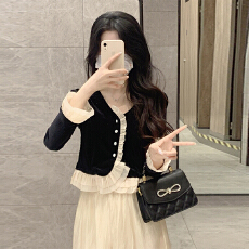 批发金<b class='q'>丝绒</b>新款复古温柔中长裙仙女纱裙秋冬季<b class='q'>套装</b>中长裙两件套