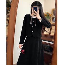 批发大码法式小香风红色灯芯绒<b class='q'>时尚</b>套装裙女秋冬气质显瘦半身裙两件套