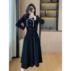 批发新中式国风假两件连衣裙子早春秋<b class='q'>冬</b>季年新款女法式气质小个子