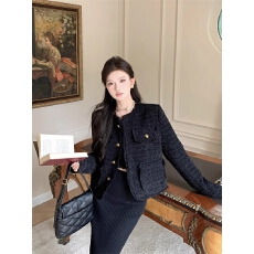 红色小香风短外套女秋冬法式复古名媛夹棉加厚上衣粗花呢编织棉衣