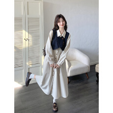 批发马甲套装女白色<b class='q'>连衣裙</b>春秋新款法式气质小个子设计感两件套