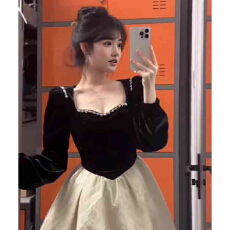 批发<b class='q'>赫本</b><b class='q'>风</b>小黑裙高级感超好看蓬蓬公主连衣裙小众设计丝绒生日小礼裙