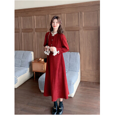 批发法式显瘦红色新中式国风<b class='q'>连衣裙</b>女2025秋季新款回门服订婚打底长裙