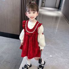 批发<b class='q'>女童</b>冬<b class='q'>装</b>连衣<b class='q'>裙</b>洋气儿童<b class='q'>礼服</b>婴儿公主<b class='q'>裙</b>冬季女宝宝秋冬加绒红<b class='q'>裙</b>子